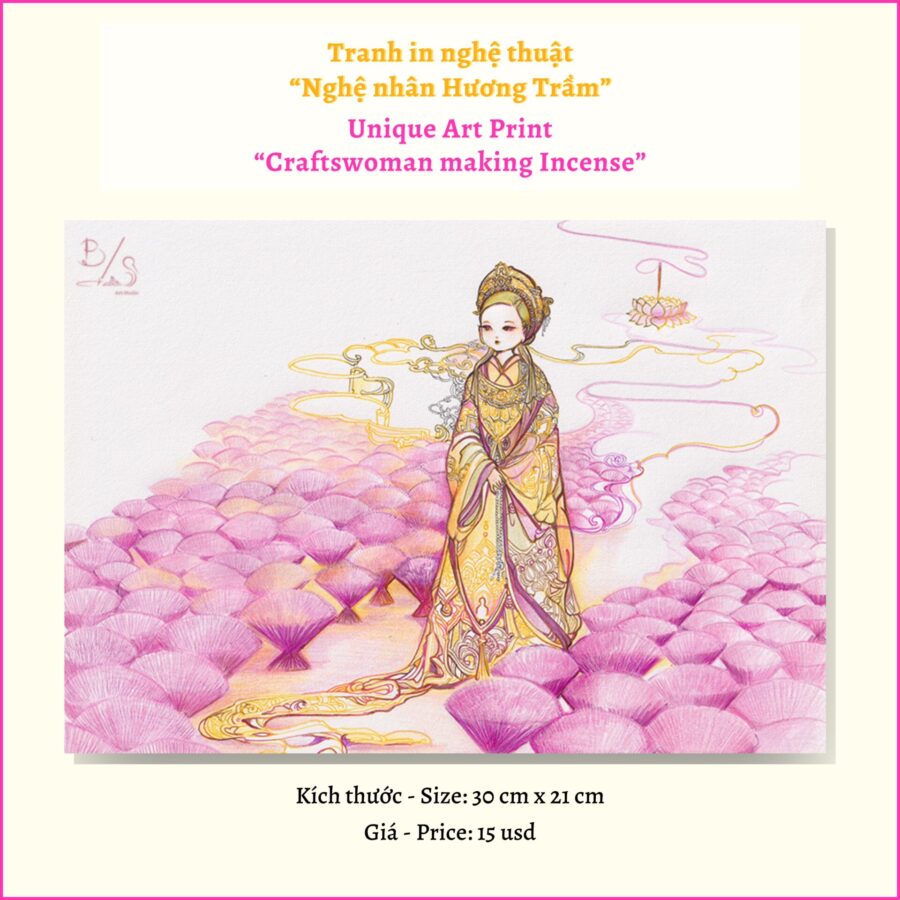 Art Print Craftswoman making Incense